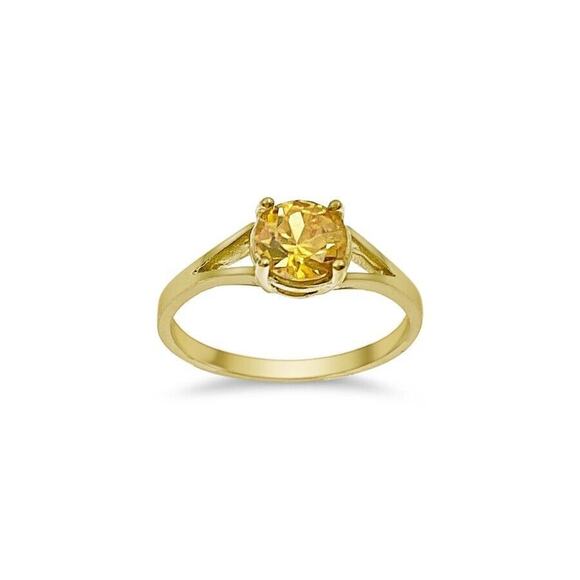 10k Yellow Gold Birthstone Ring CZ - Picture 1 of 3